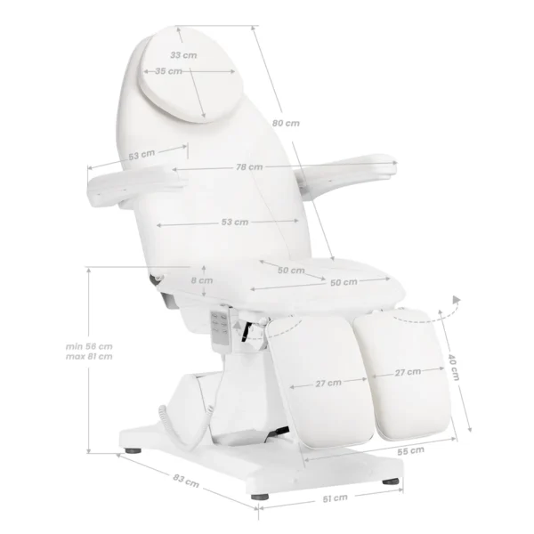 Kozmetični stol Sillon Basic pedi, 3 motorji, bel - Image 20