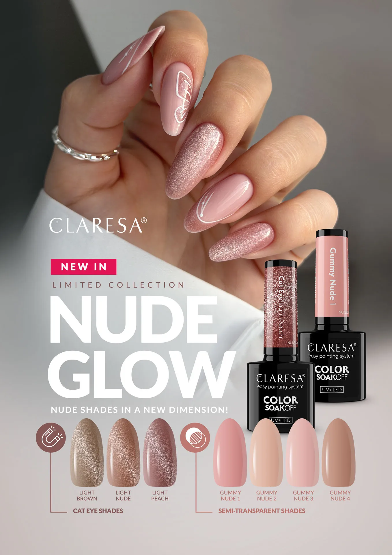 Claresa Nude Glow Cat Eye Light Peach - slika 7