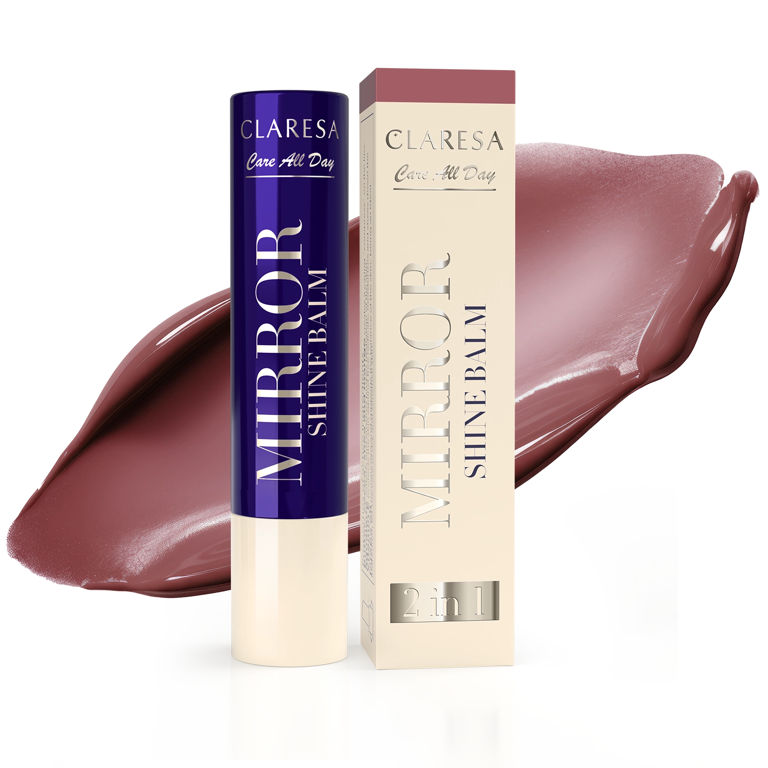 CLARESA Care All Day MIRROR SHINE BALM sijaj za ustnice v stiku Painted Rose, 3 g - slika 5